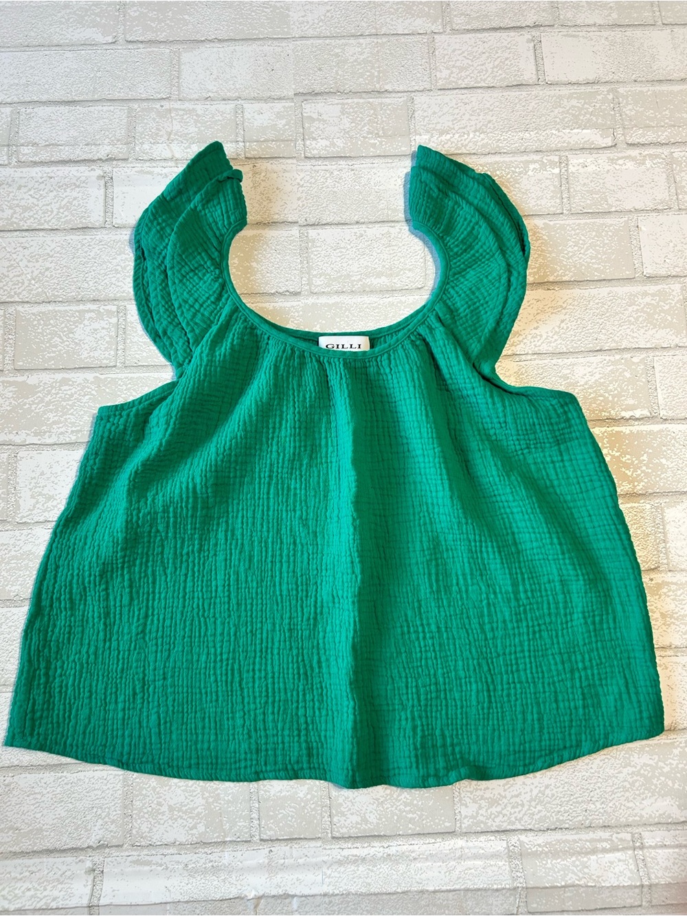 Gilli Emerald Green Ruffle Tank Top
